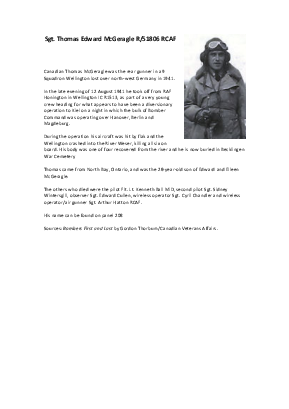 A preview of a PDF biography for McGeragle, Thomas Edward